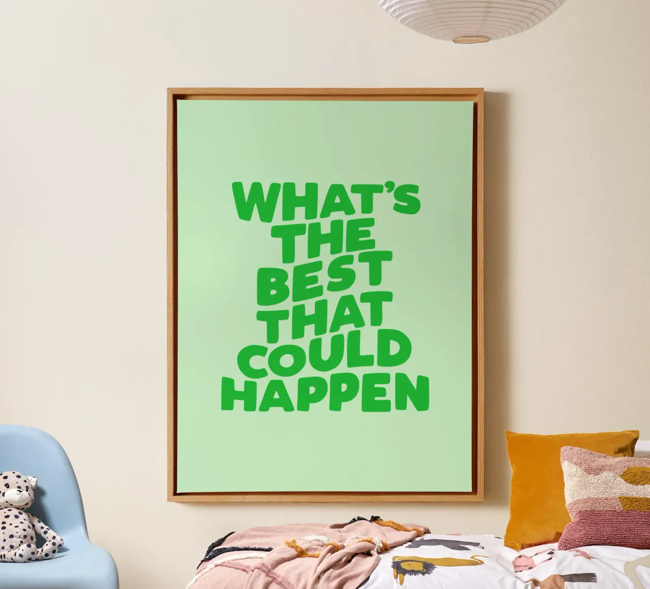 What's The Best That Could Happen Typografie Ontwerp in het Groen canvas met Baklijst van THE MOTIVATED TYPE
