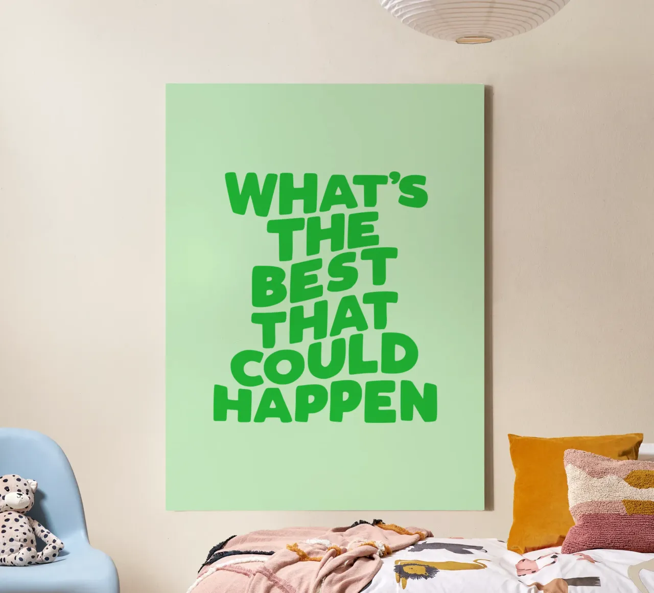 What's The Best That Could Happen Typografie Ontwerp in het Groen canvas met Baklijst van THE MOTIVATED TYPE