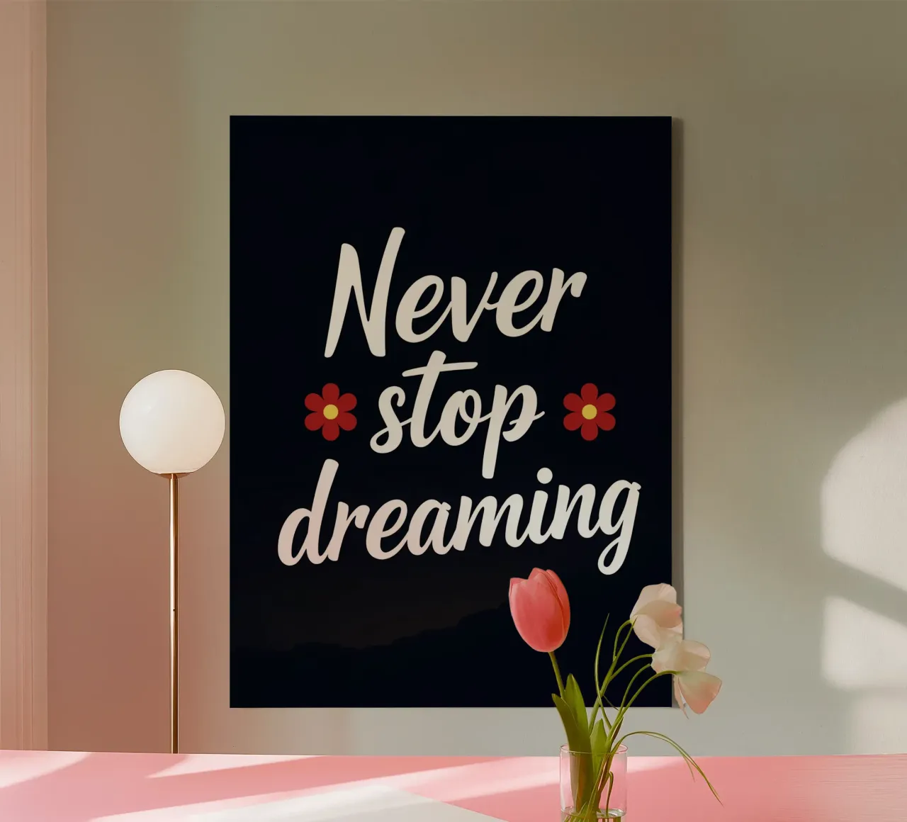 Non smettere mai di sognare tela da inspirational quote
