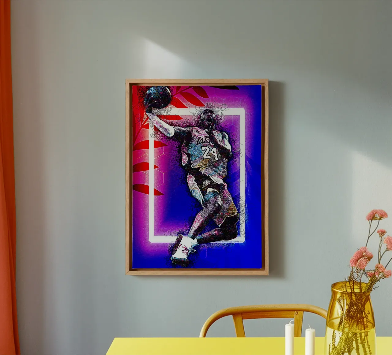 Art of Kobe Bryant canvas with Floater frame by neonartroom