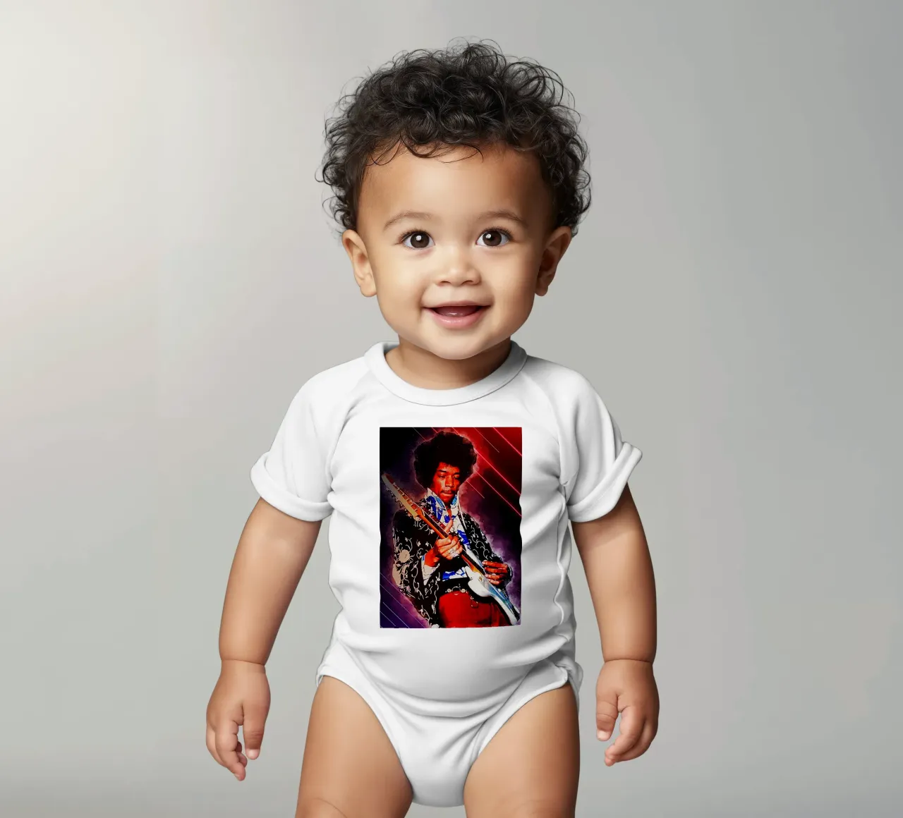 Epic of Jimi Hendrix short-sleeve baby romper by neonartroom