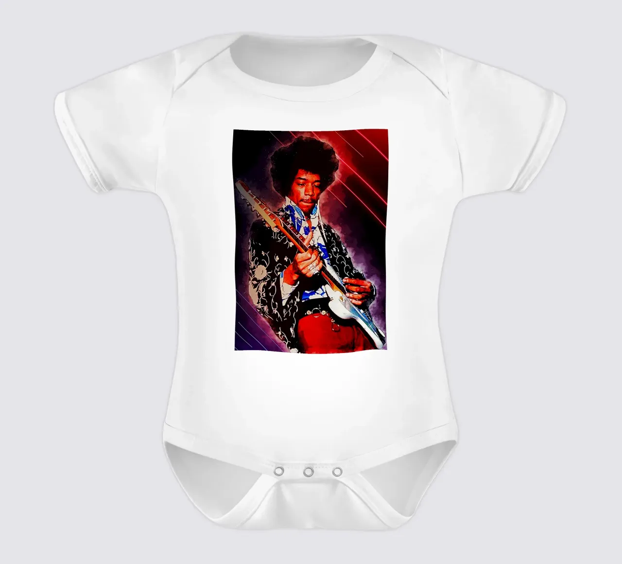 Epic of Jimi Hendrix short-sleeve baby romper by neonartroom