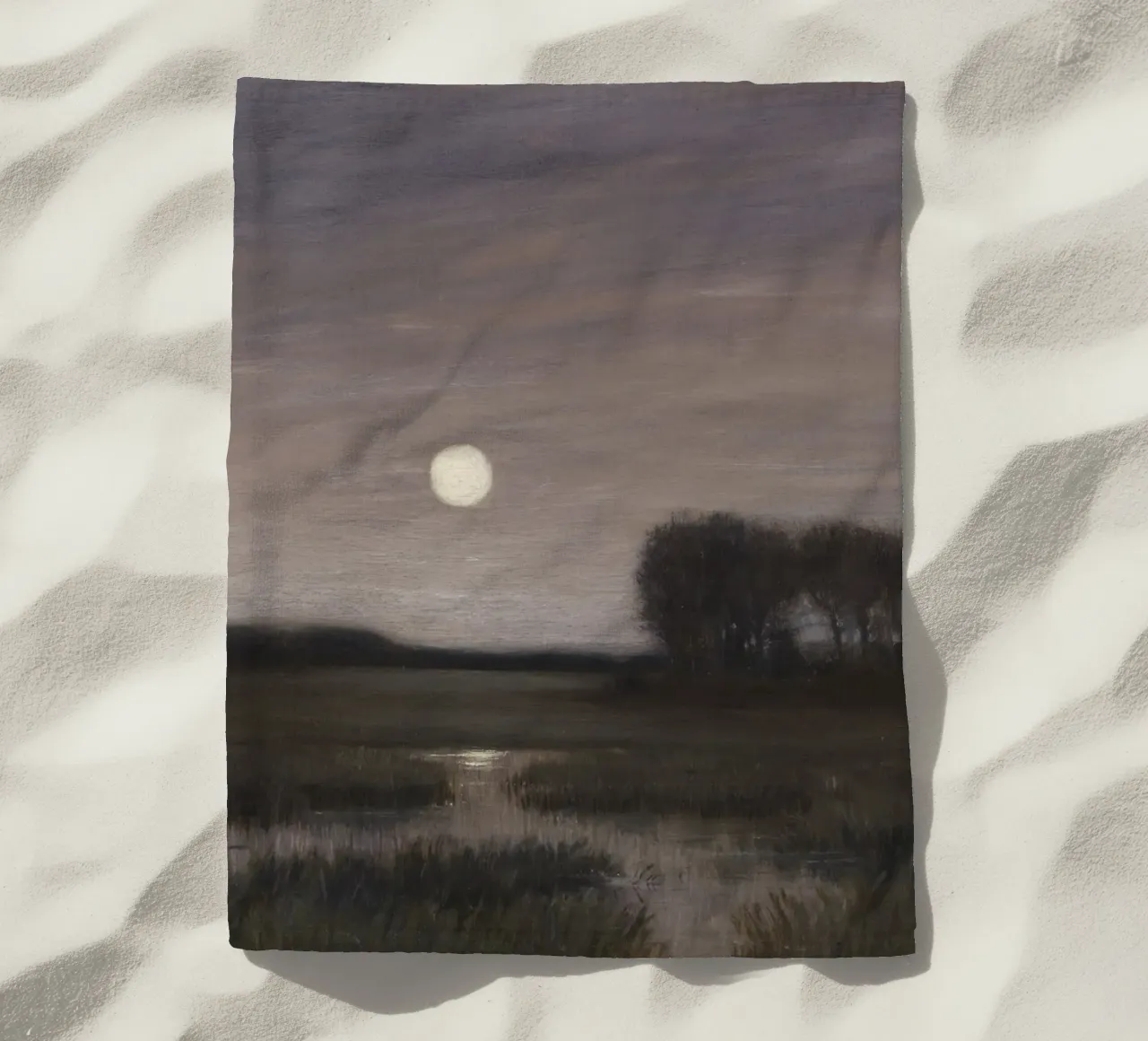 Hans at the end - Moonrise. beach towel by ARTOTHEK