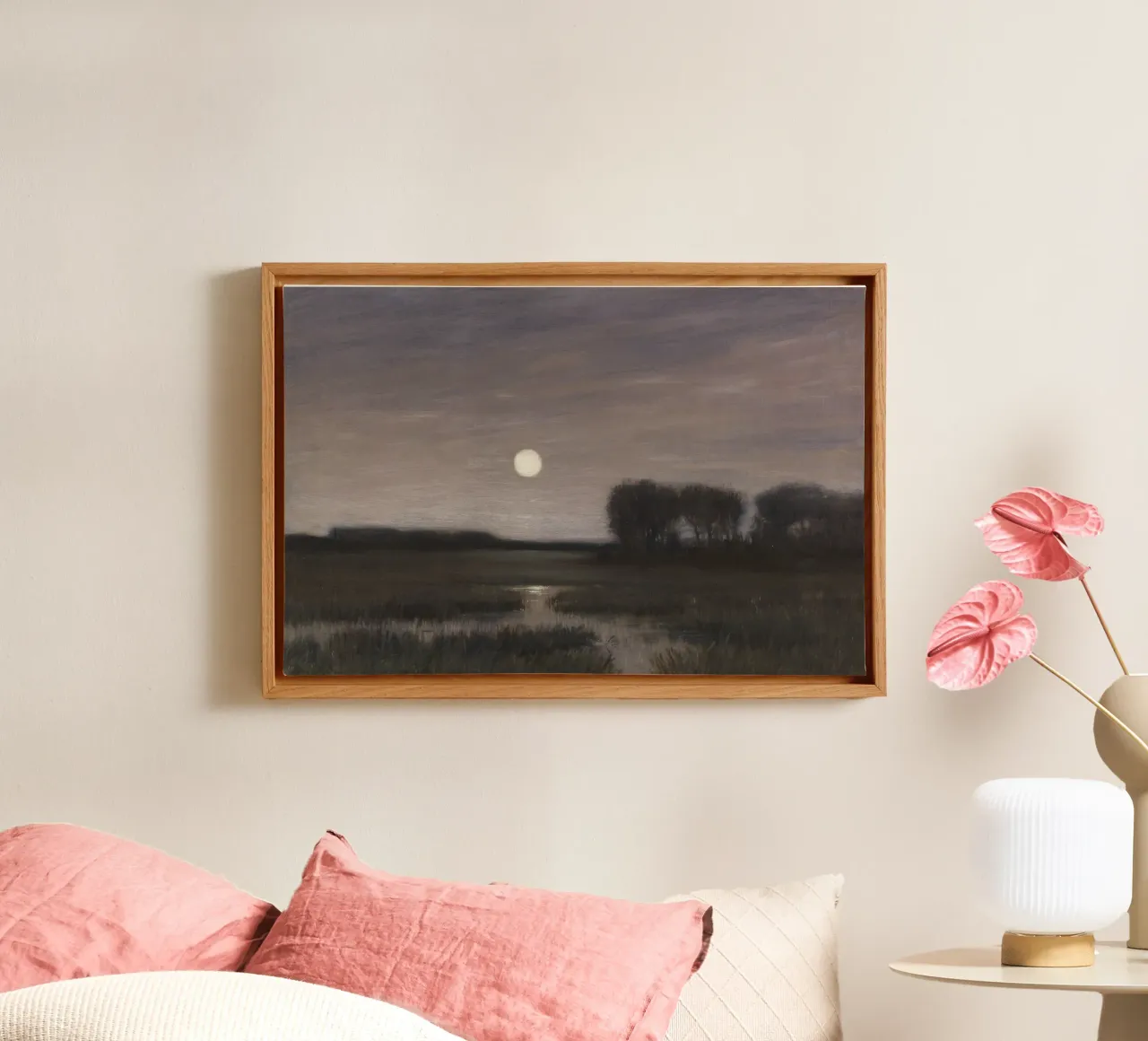 Hans at the end - Moonrise. canvas with Floater frame by ARTOTHEK