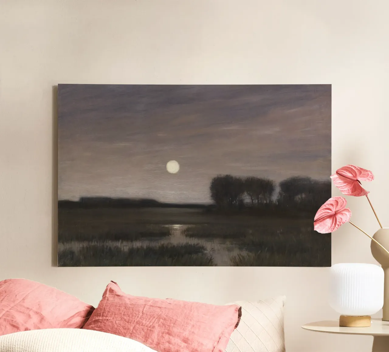 Hans at the end - Moonrise. canvas with Floater frame by ARTOTHEK