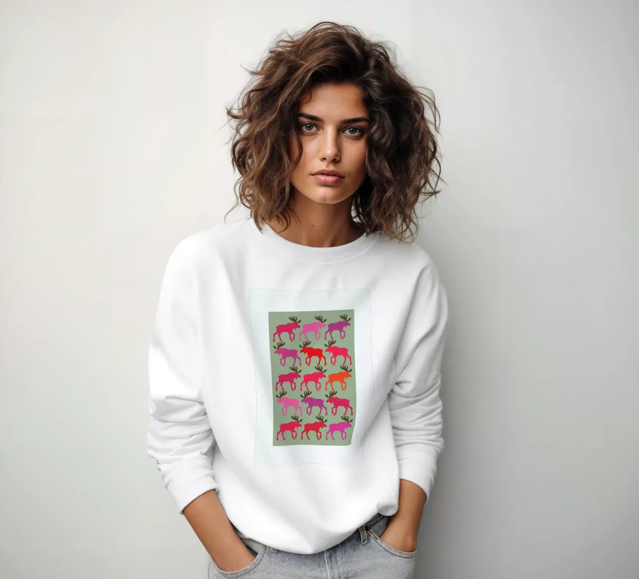 Moose 3 sweatshirt van Visual Philosophy