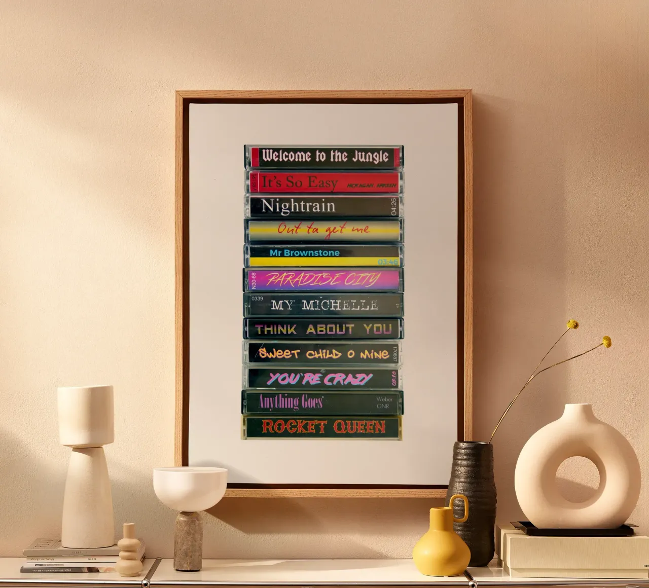 Appetite for Destruction - Guns N' Roses - Cassette Print canvas met Baklijst van MrMustardPrints