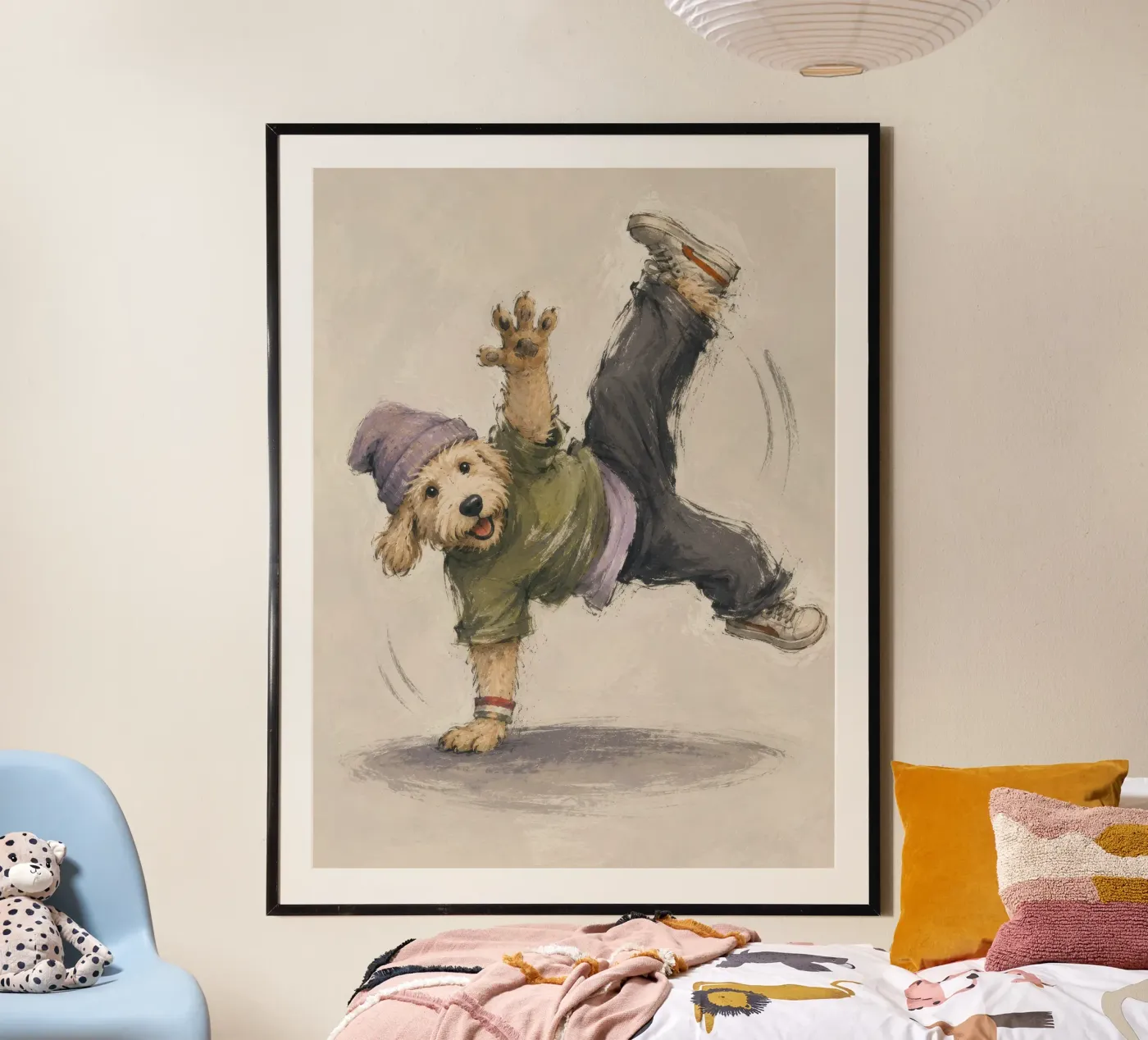 Breakdancing Dog poster by Ines Hofmann est