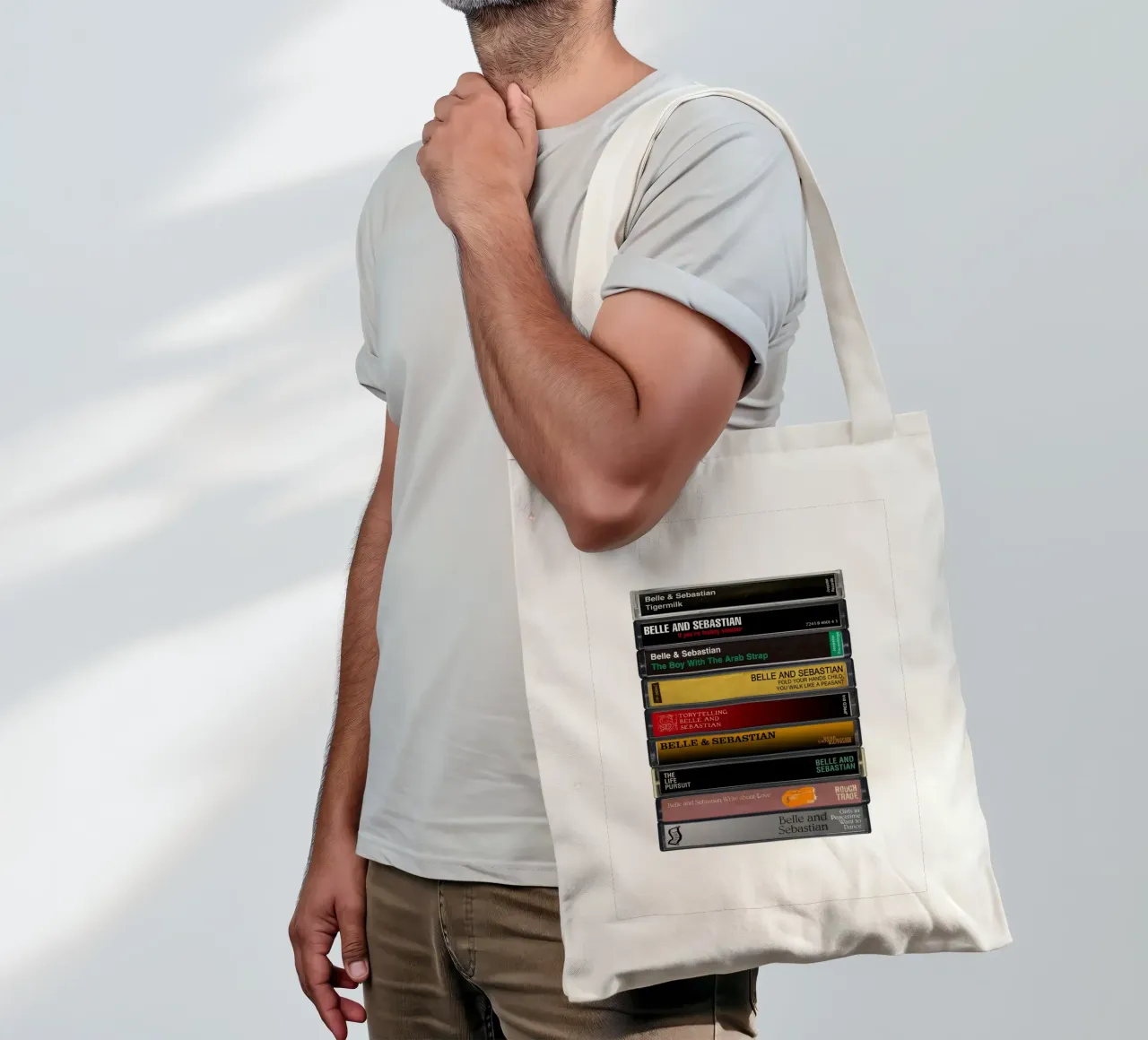 Belle & Sebastian - Album raccolti - Stampa musicassetta borsa in juta da MrMustardPrints