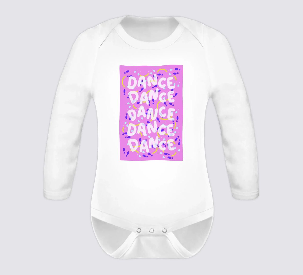 Dance Dance Dance long-sleeve baby romper by Jan Luzar