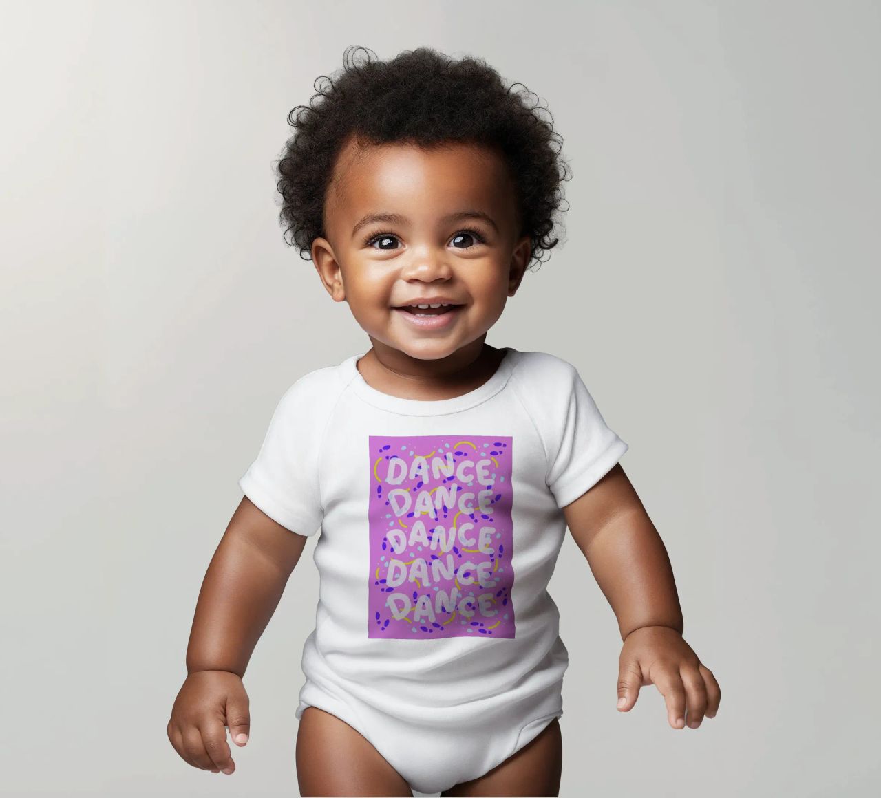 Dance Dance Dance short-sleeve baby romper by Jan Luzar