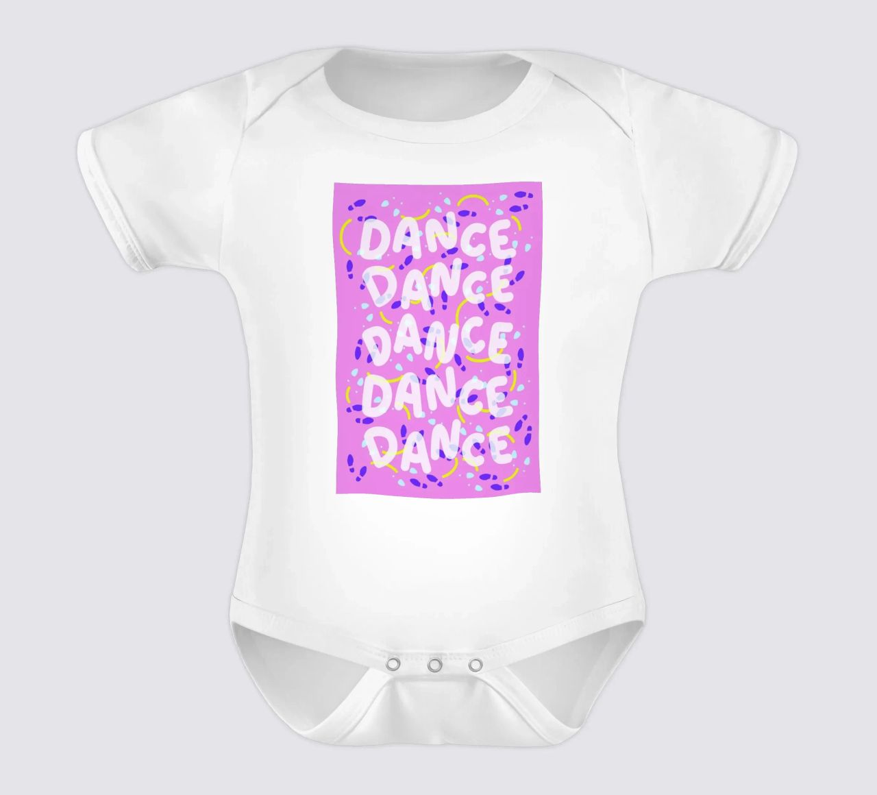 Dance Dance Dance short-sleeve baby romper by Jan Luzar