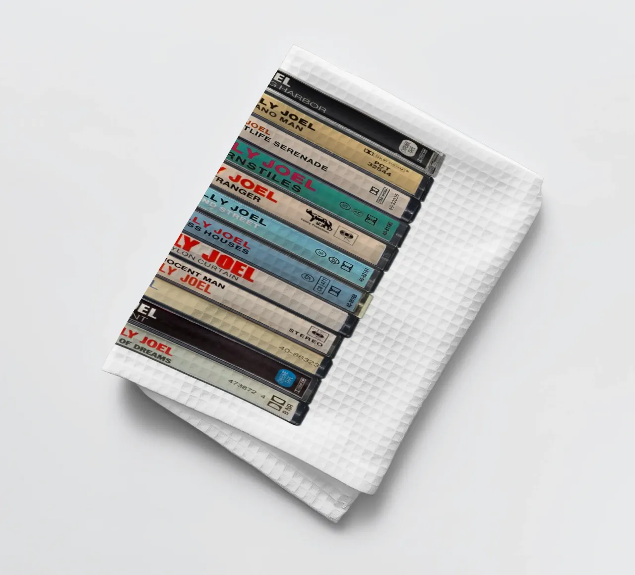 Billy Joel - Collected Albums - Music Cassette Print torchon de MrMustardPrints