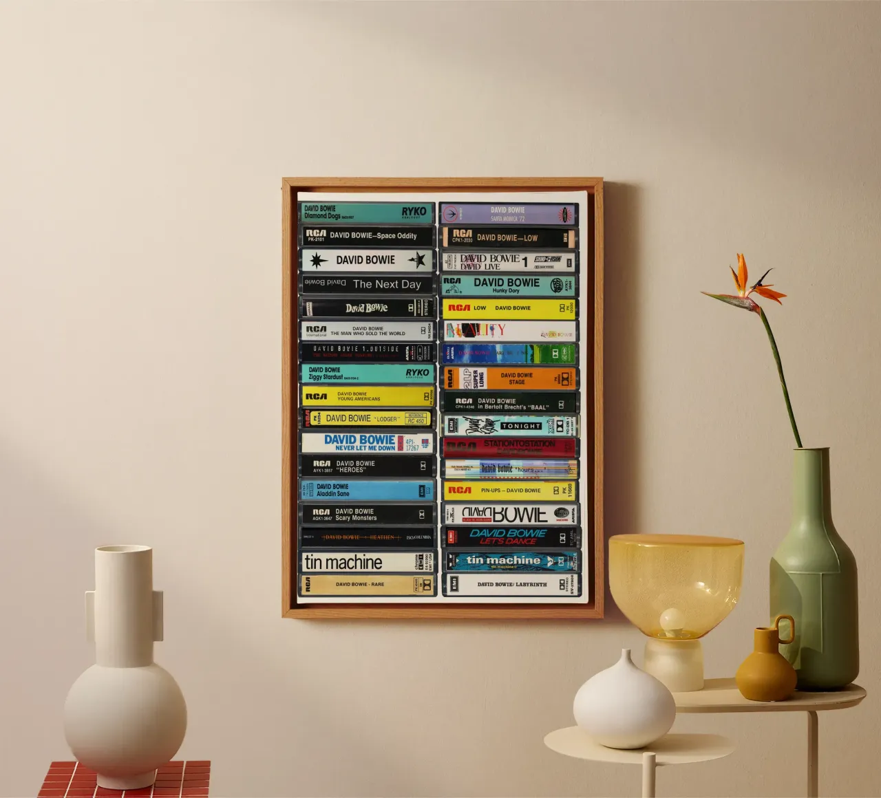 David Bowie - Collected Music Cassettes - Art Print canvas with Floater frame by MrMustardPrints