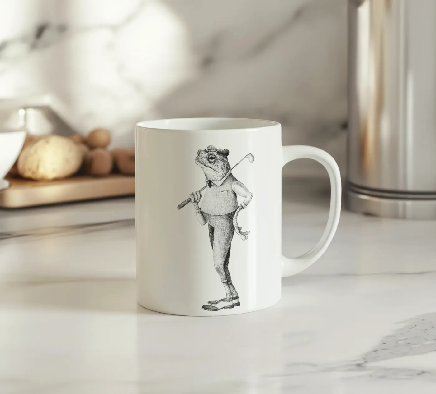 Frog Swing ceramic mug by mikekoubou