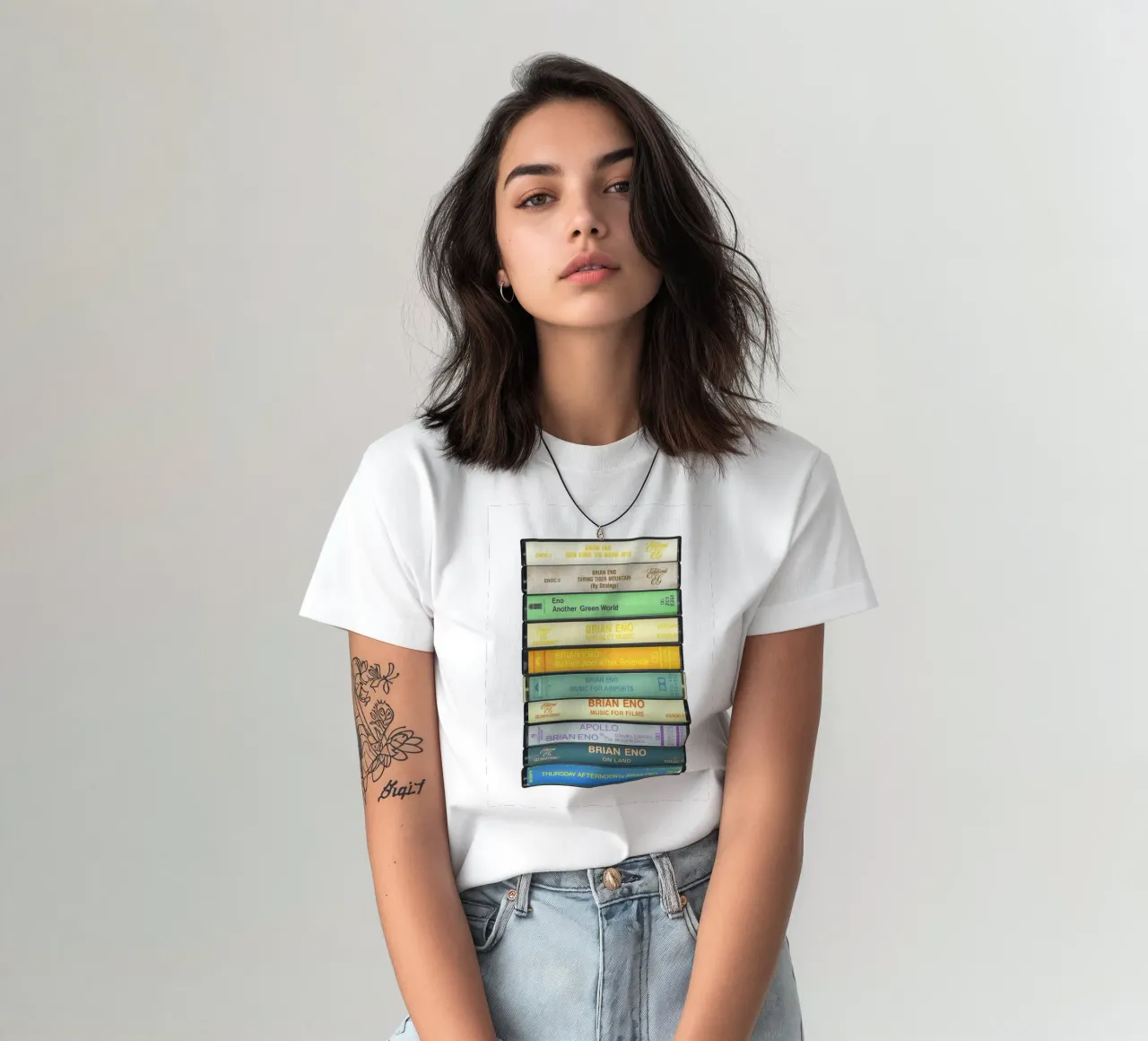 Brian Eno - Album raccolti - Musica in cassetta Stampa t-shirt da MrMustardPrints
