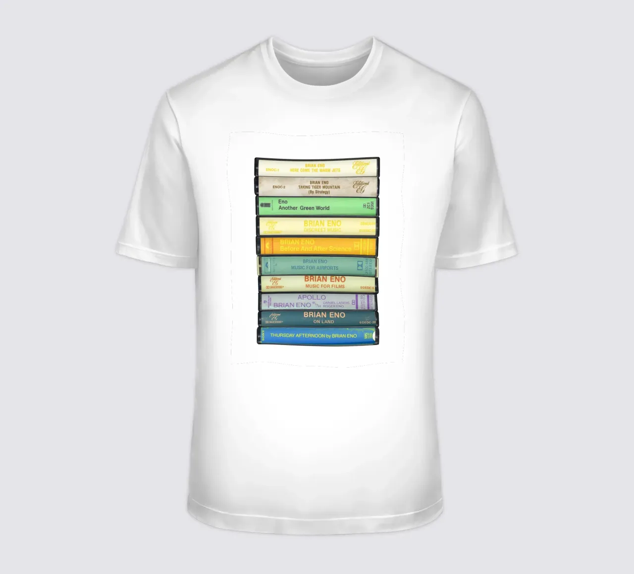 Brian Eno - Album raccolti - Musica in cassetta Stampa t-shirt da MrMustardPrints