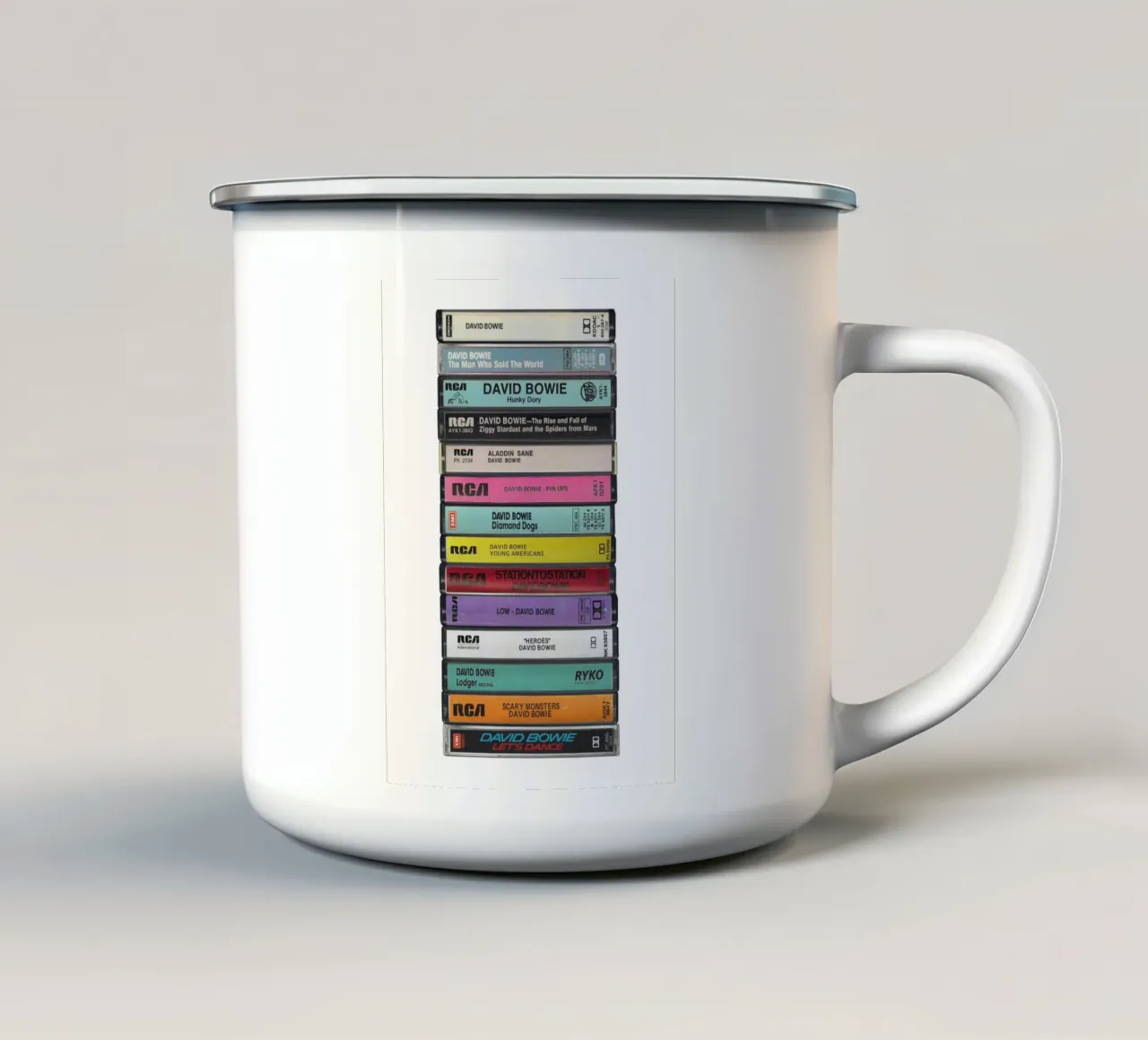 David Bowie - Album raccolti - Stampa musicassetta tazza in smalto da MrMustardPrints