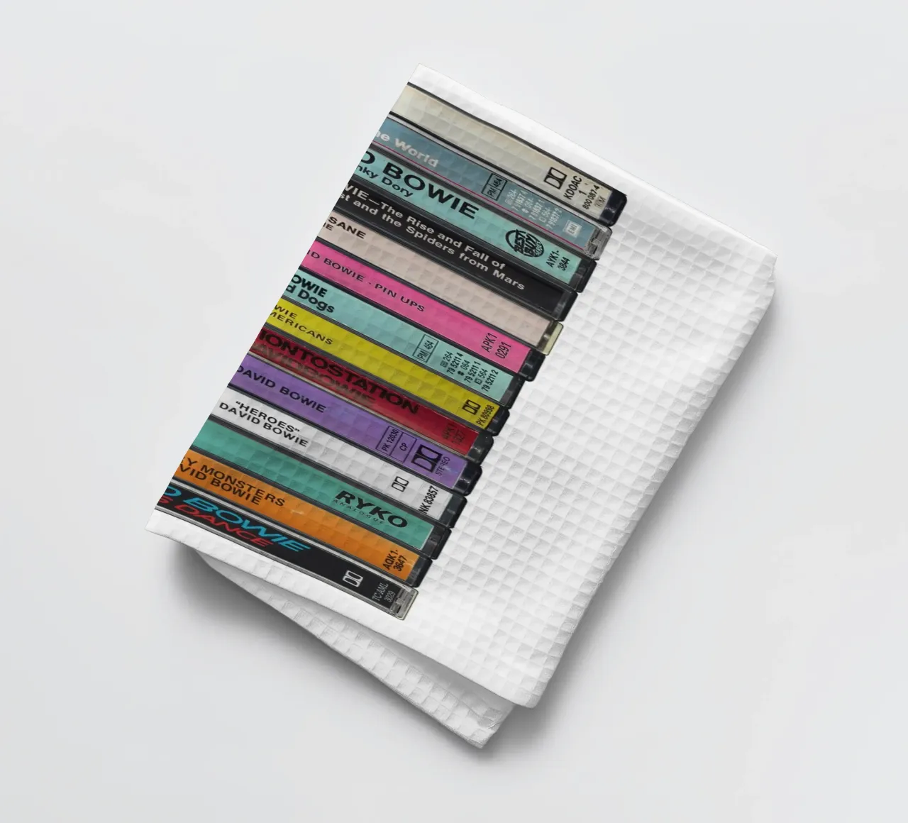 David Bowie - Album raccolti - Stampa musicassetta canovaccio da cucina da MrMustardPrints
