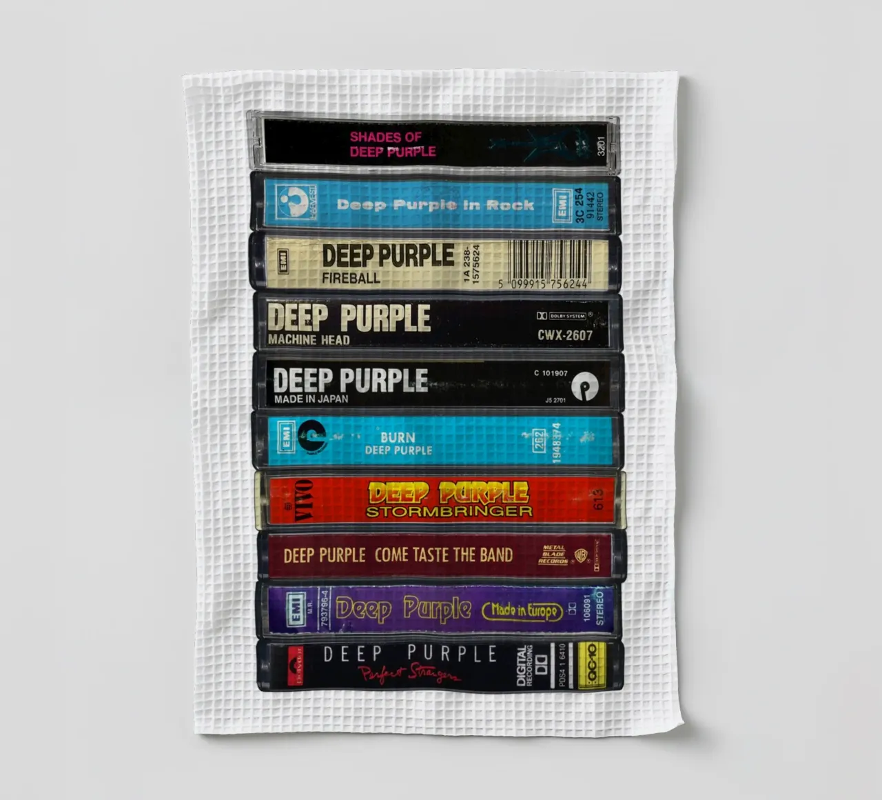 Deep Purple - Collected Albums - Music Cassette Print torchon de MrMustardPrints