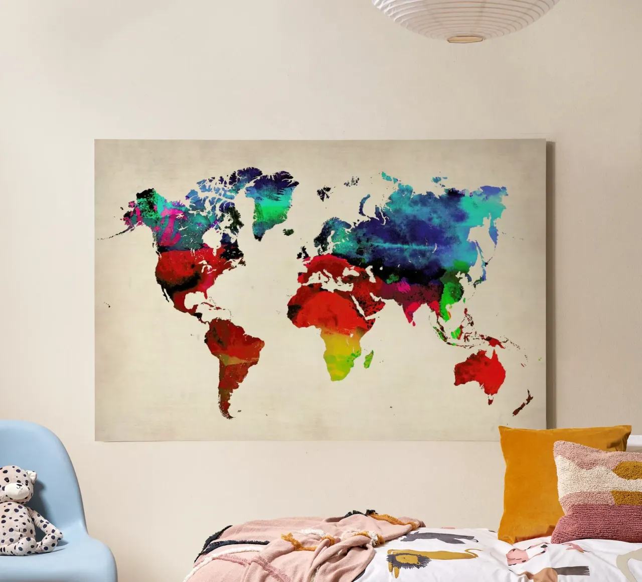 World Map tela con Cornice a cassetta da Naxart