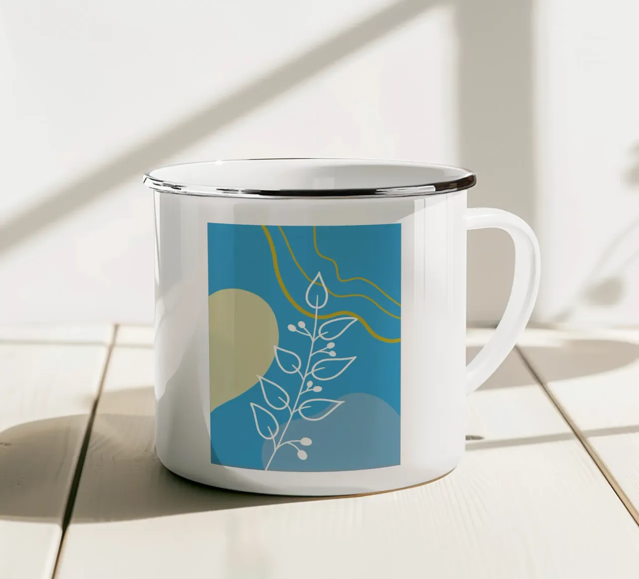 Minimalist botanical design tazza in smalto da LisaArtes