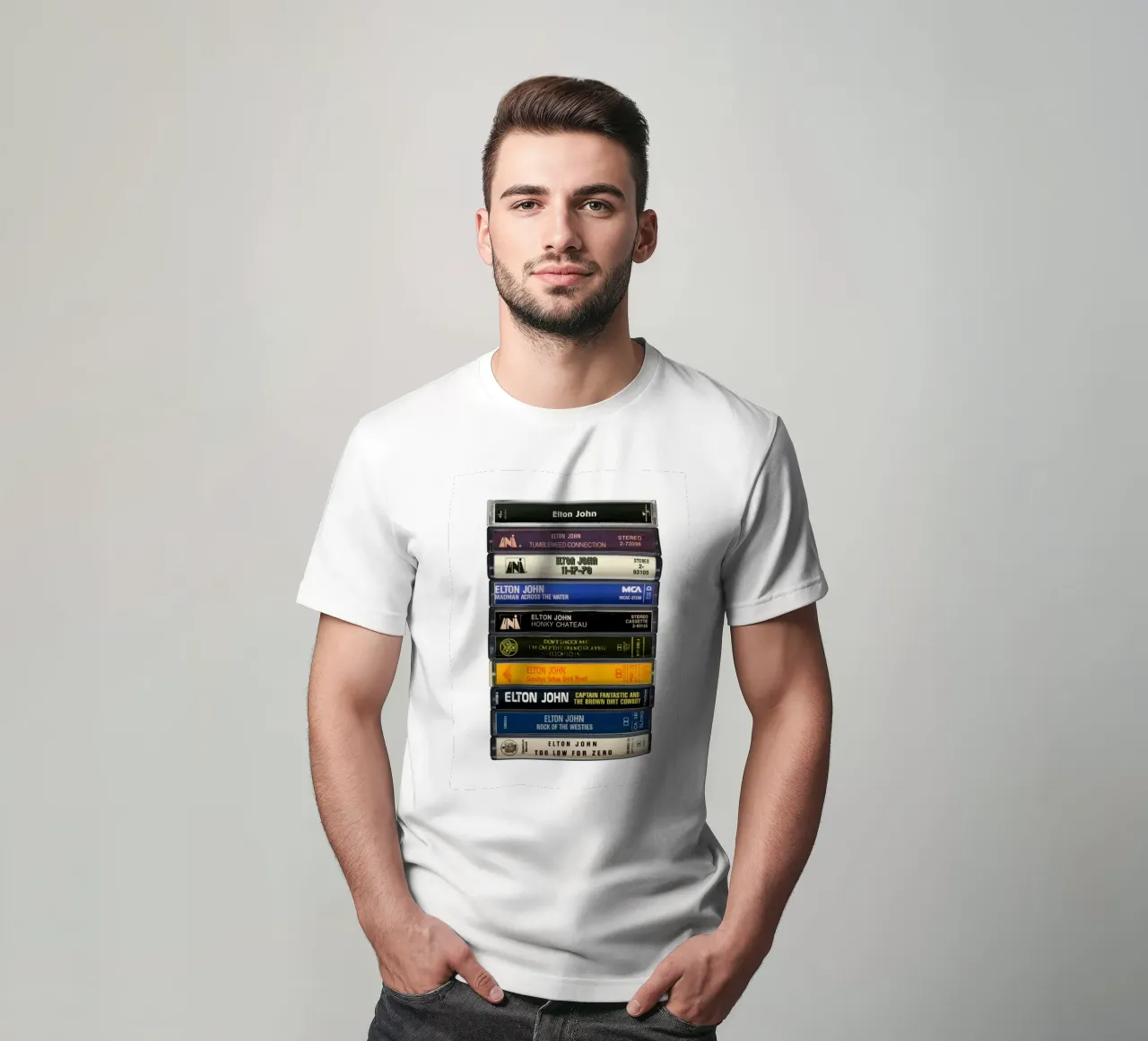 Elton John - Album raccolti - Stampa cassetta d'epoca t-shirt da MrMustardPrints