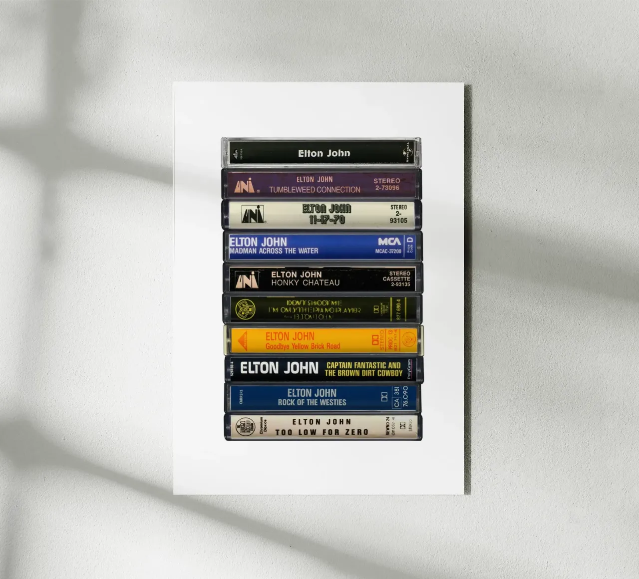 Elton John - Album raccolti - Stampa cassetta d'epoca alluminio dibond da MrMustardPrints