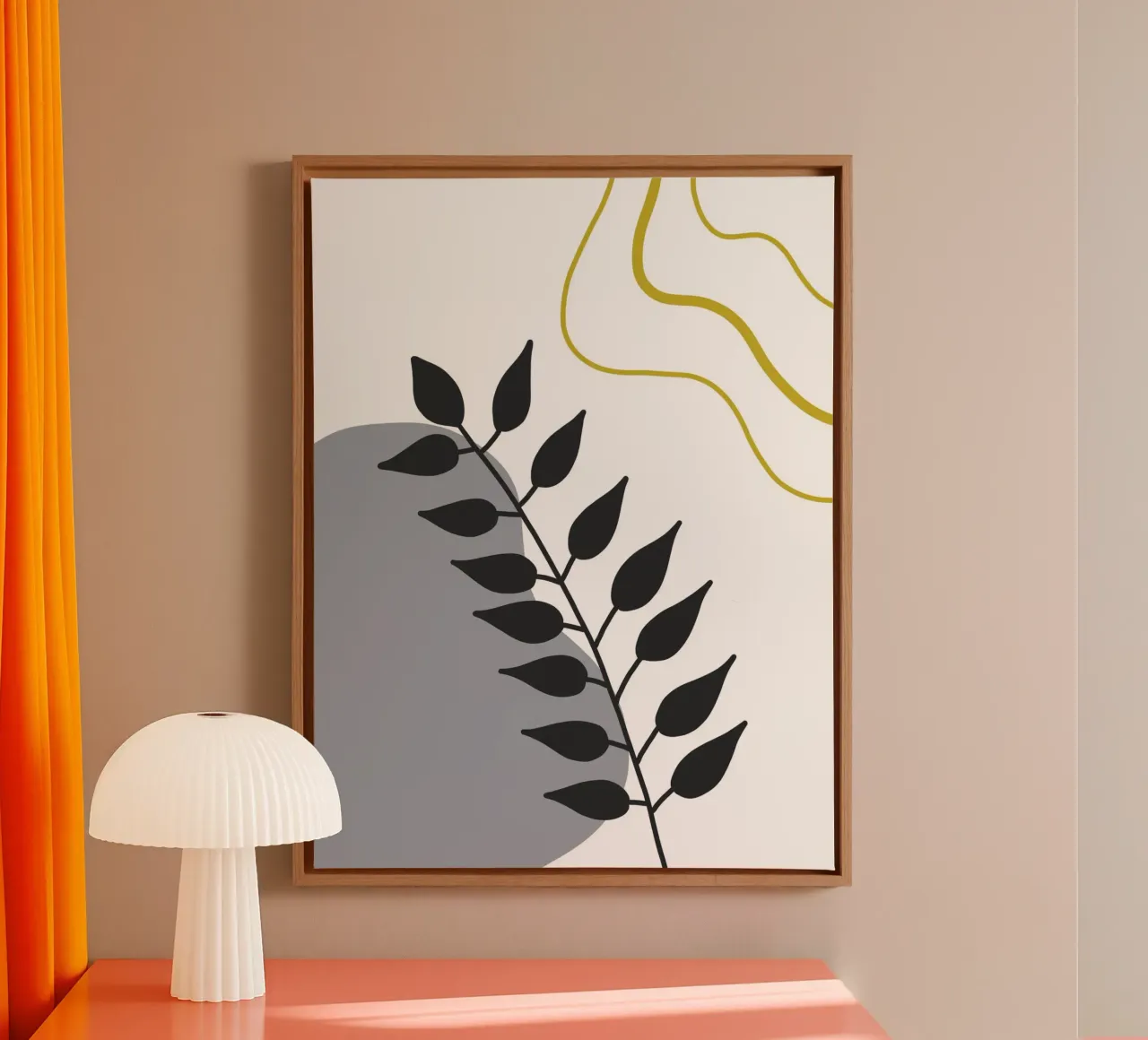 Branch and leaves dark canvas met Baklijst van LisaArtes