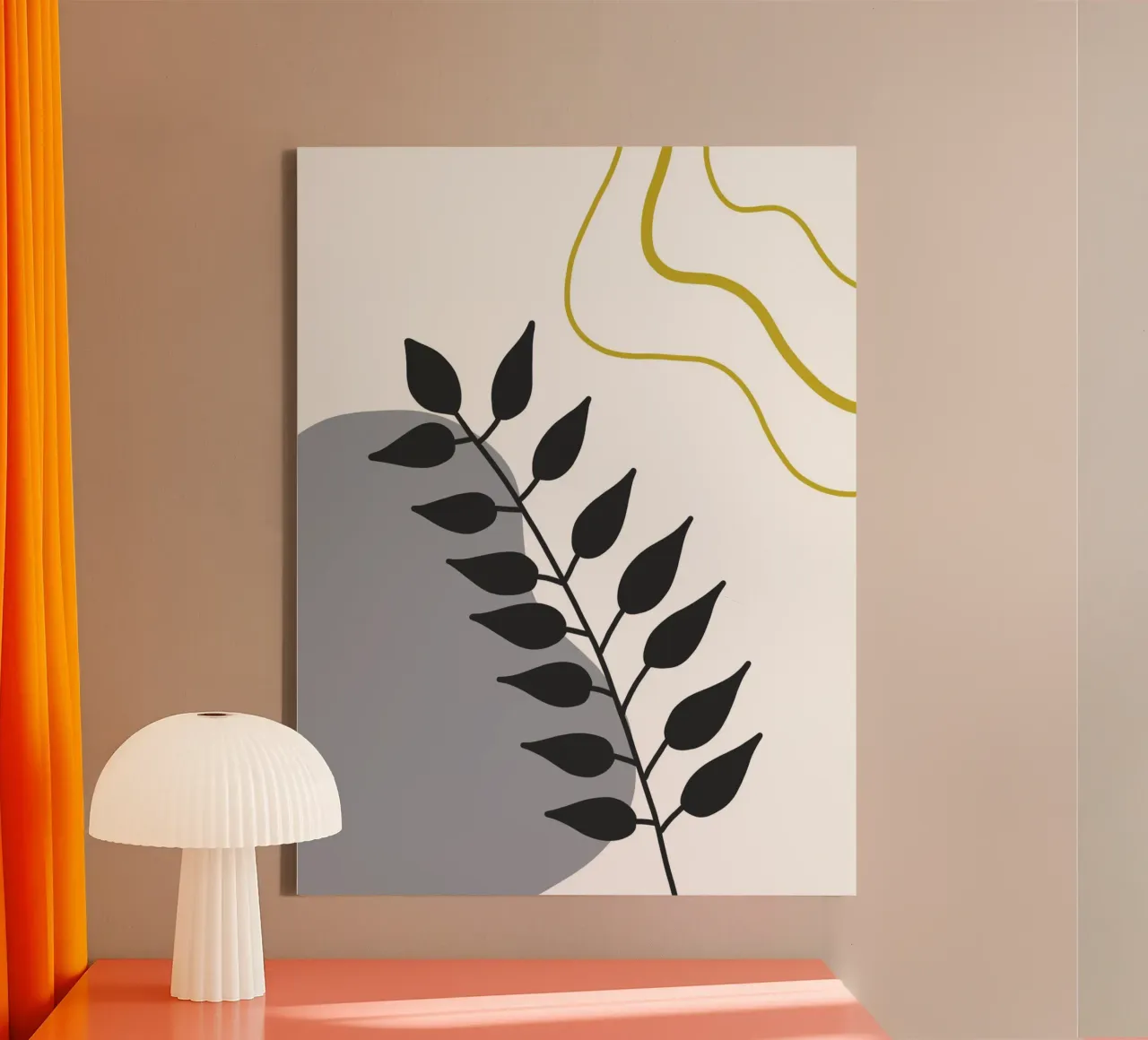 Branch and leaves dark canvas met Baklijst van LisaArtes