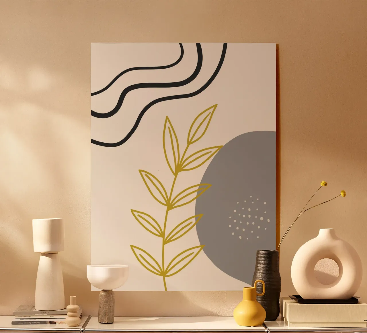 Gold leafy branch Acryl-Glas von LisaArtes
