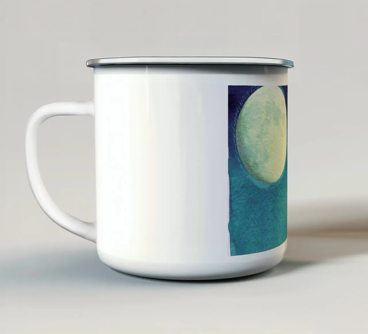 Moon Mood tazza in smalto da Ellen Weinstein