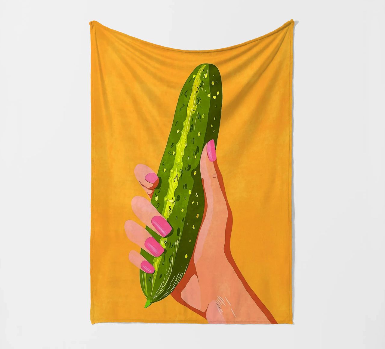 Pink fingernails and cucumber fleece blanket by Carinaprint