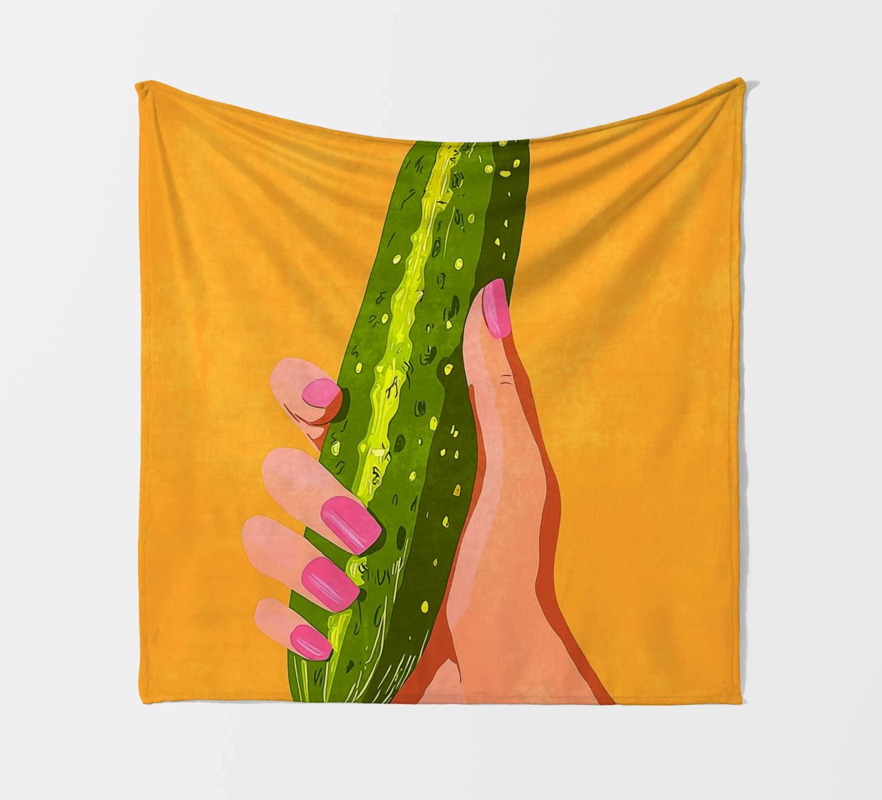Pink fingernails and cucumber fleece blanket by Carinaprint