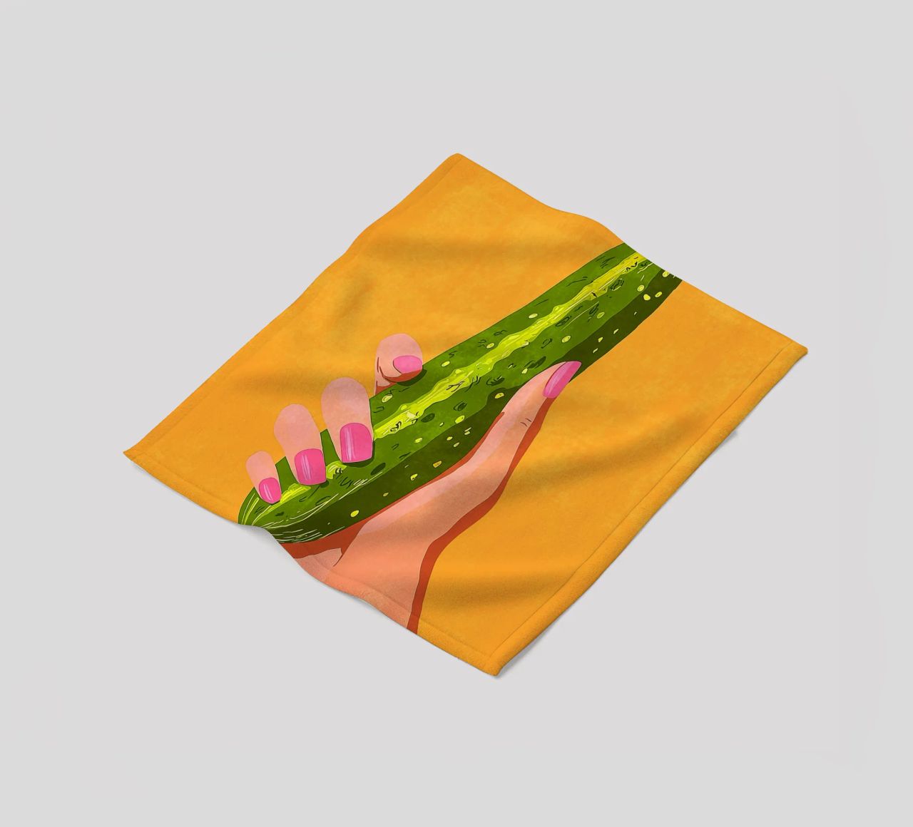 Pink fingernails and cucumber fleece blanket by Carinaprint