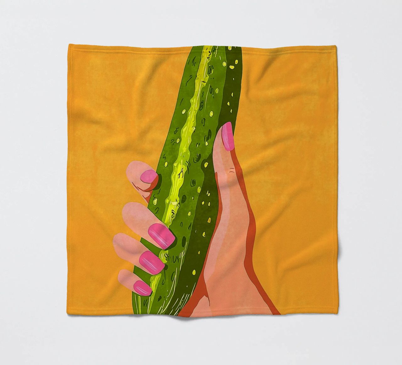 Pink fingernails and cucumber fleece blanket by Carinaprint