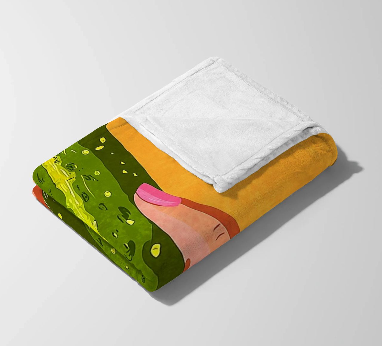 Pink fingernails and cucumber fleece blanket by Carinaprint