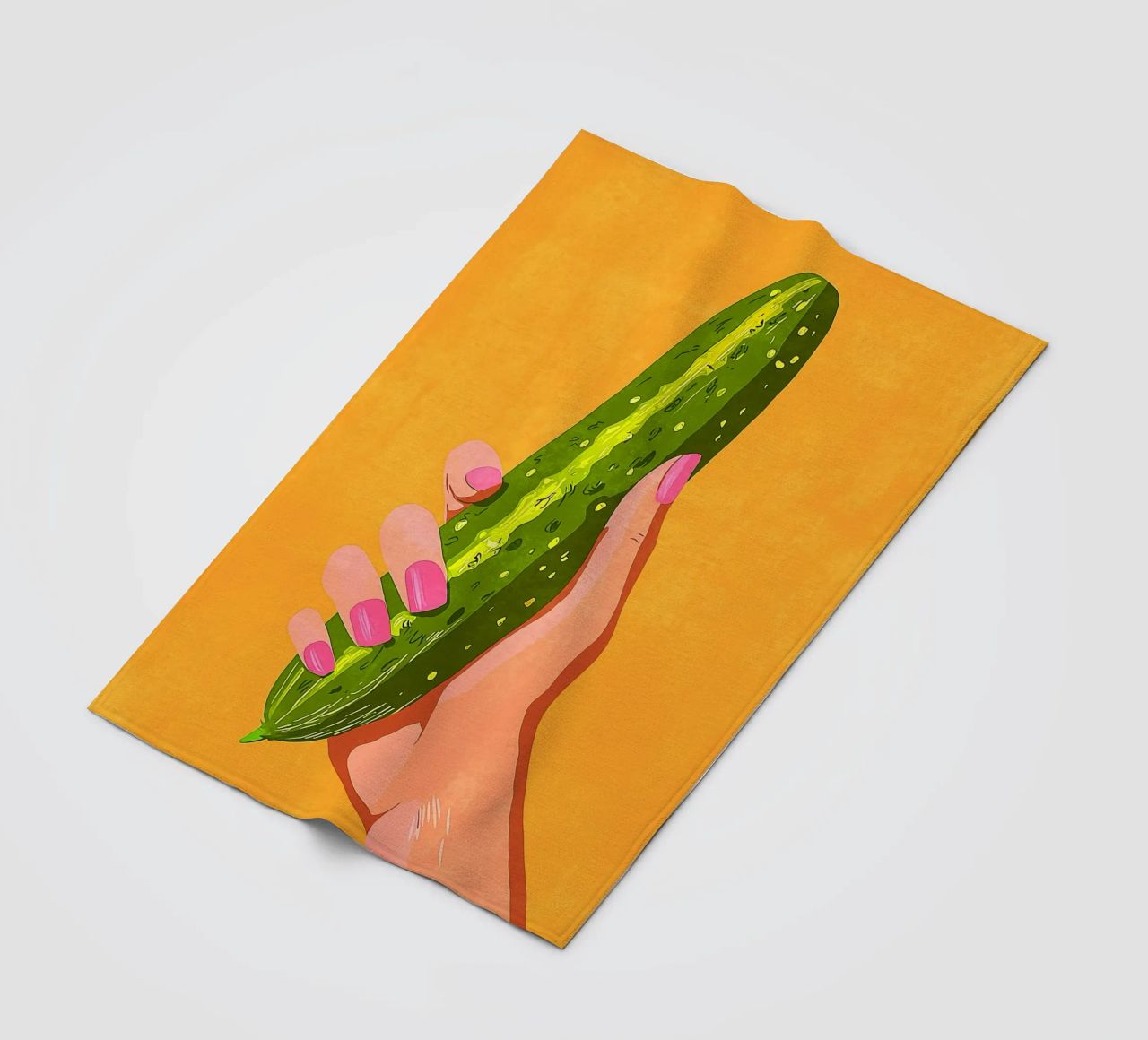 Pink fingernails and cucumber fleece blanket by Carinaprint