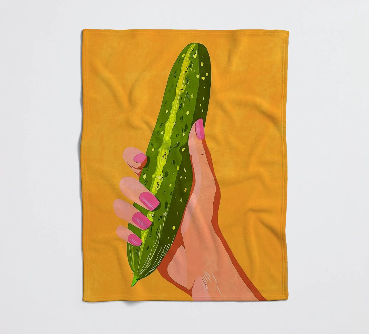 Pink fingernails and cucumber fleece blanket by Carinaprint