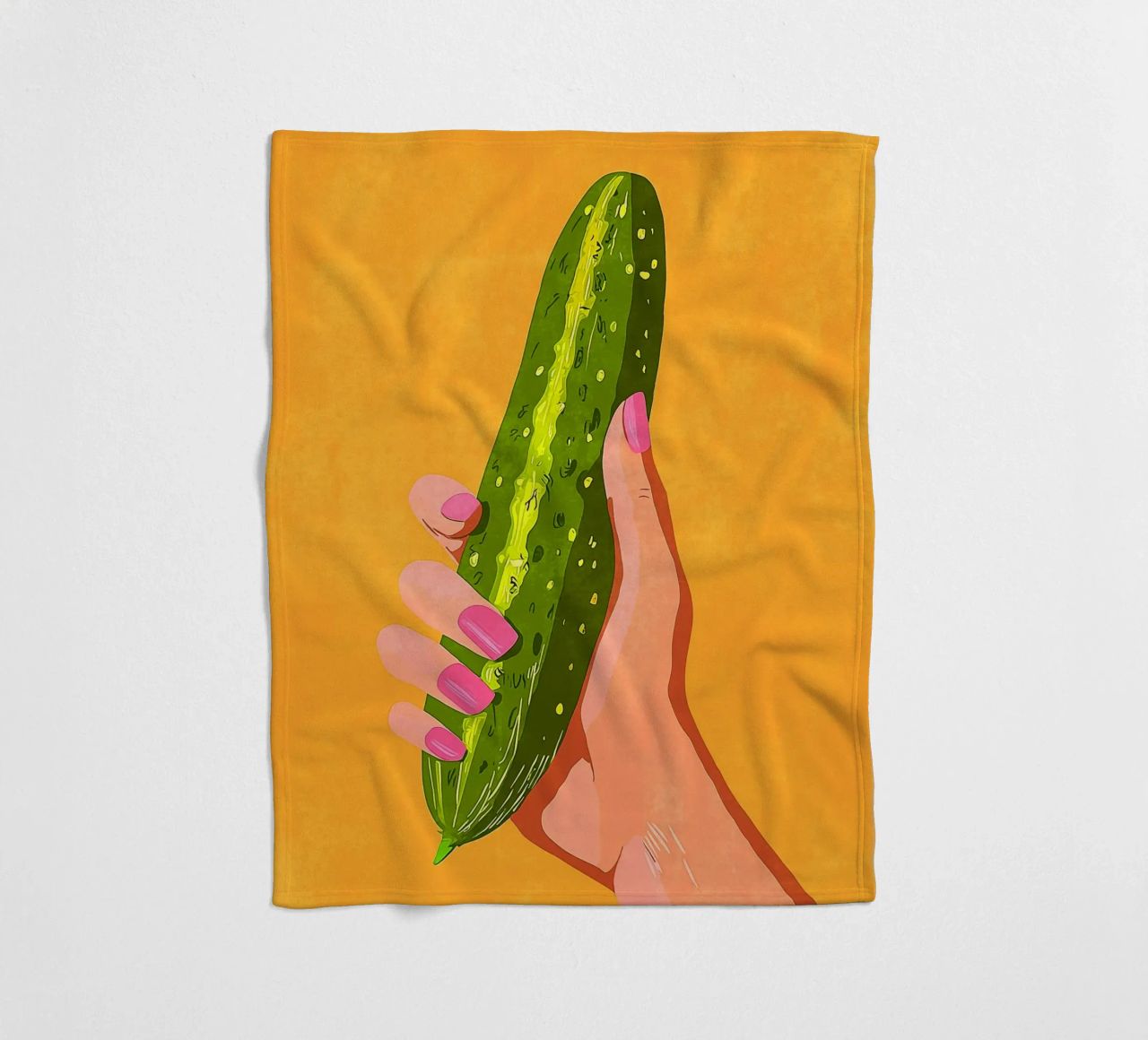 Pink fingernails and cucumber fleece blanket by Carinaprint