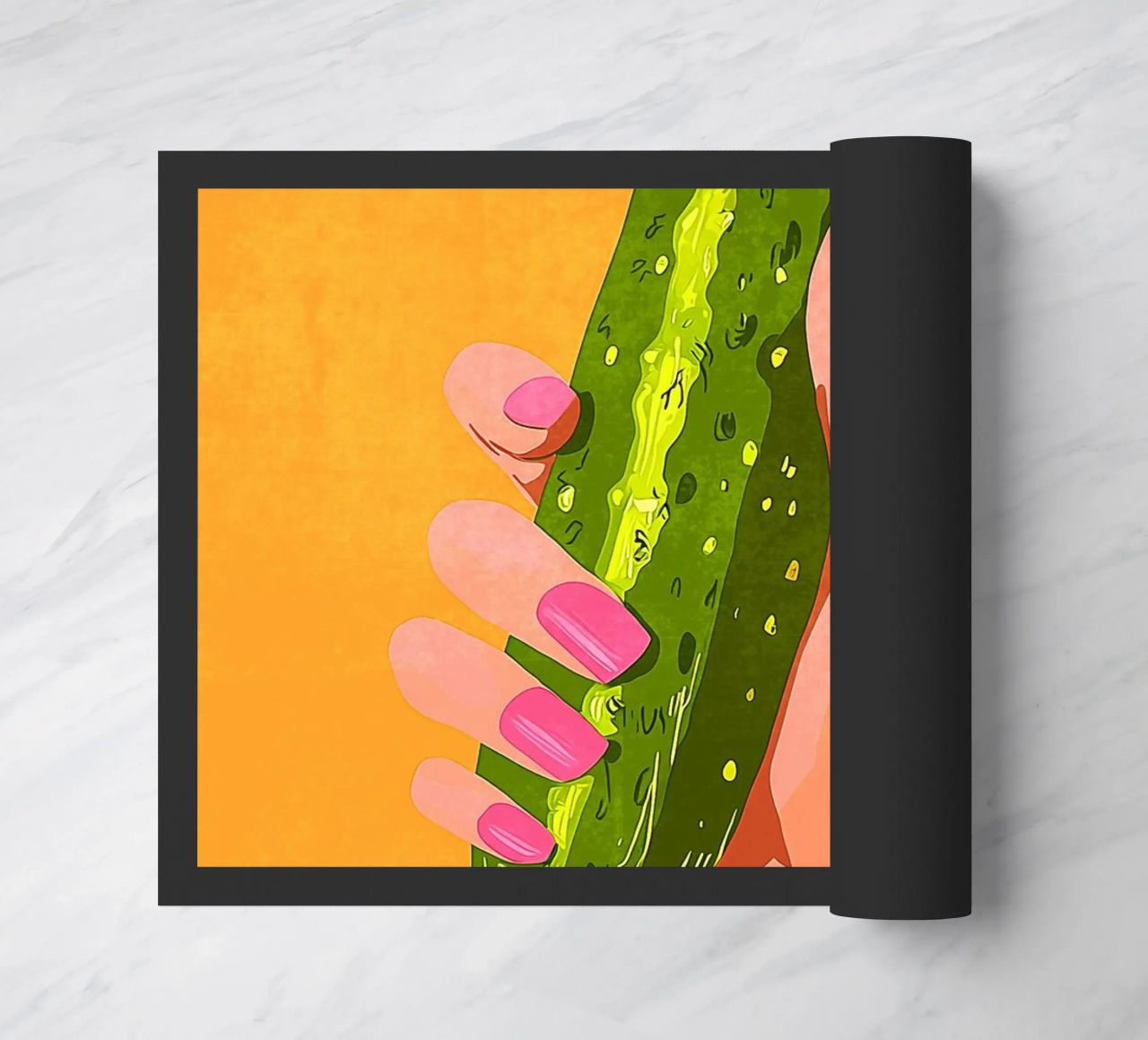 Pink fingernails and cucumber doormat by Carinaprint