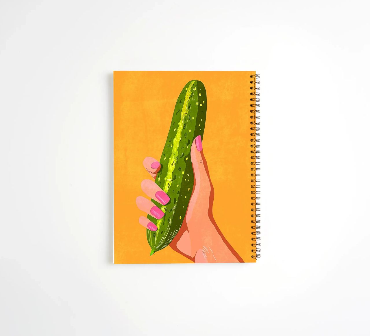 Pink fingernails and cucumber spiral notebook by Carinaprint