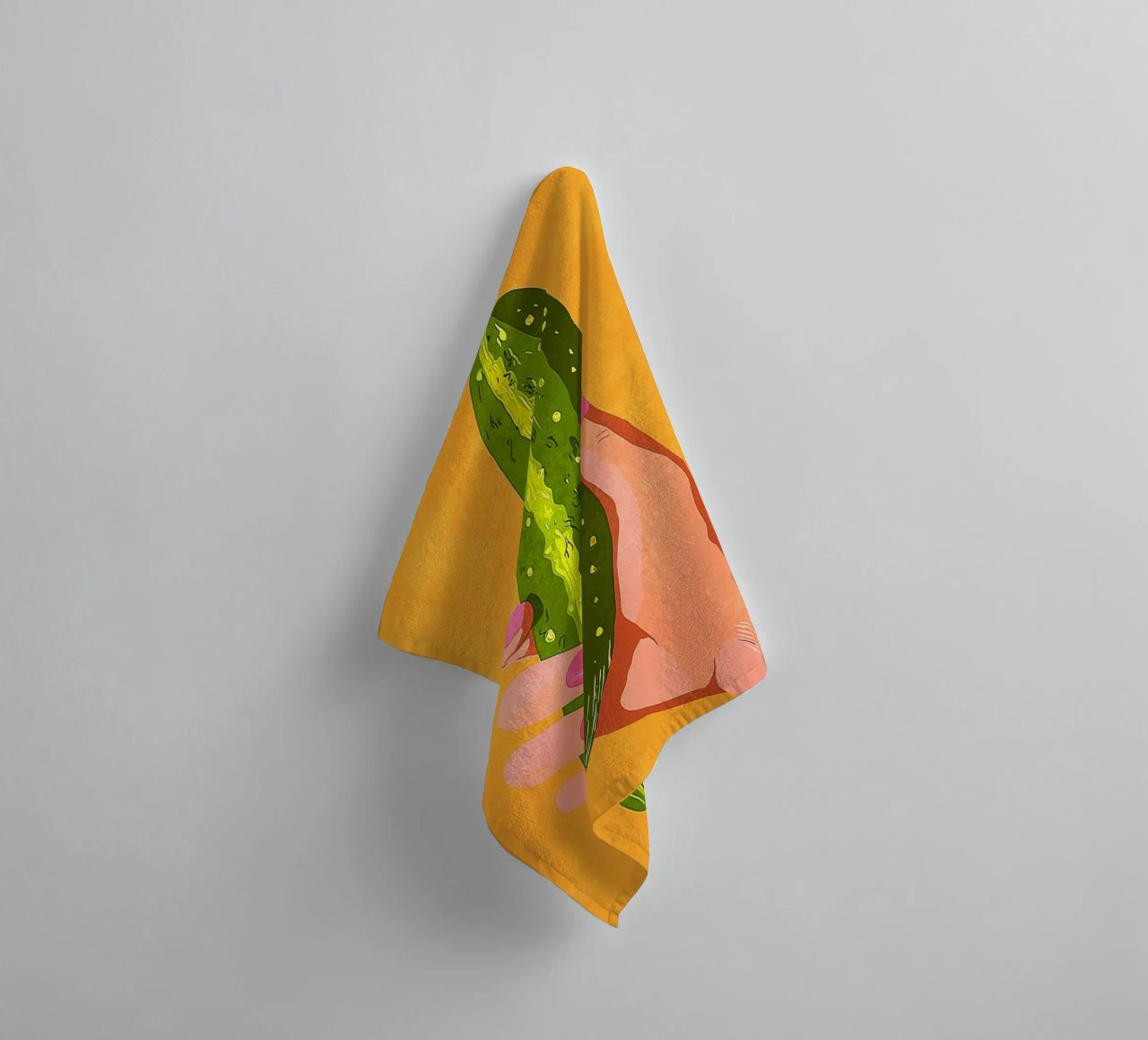Pink fingernails and cucumber towel by Carinaprint