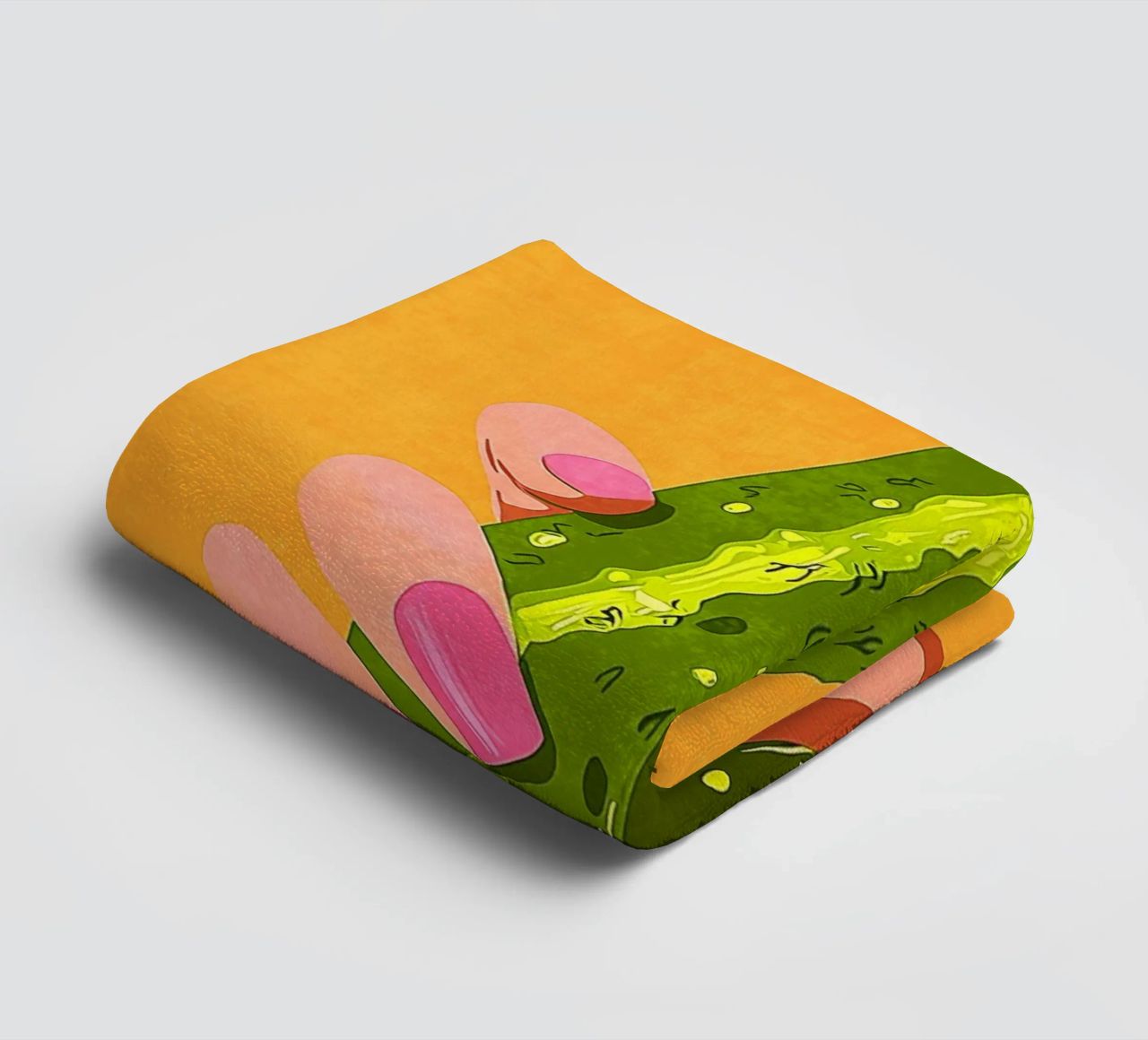 Pink fingernails and cucumber towel by Carinaprint