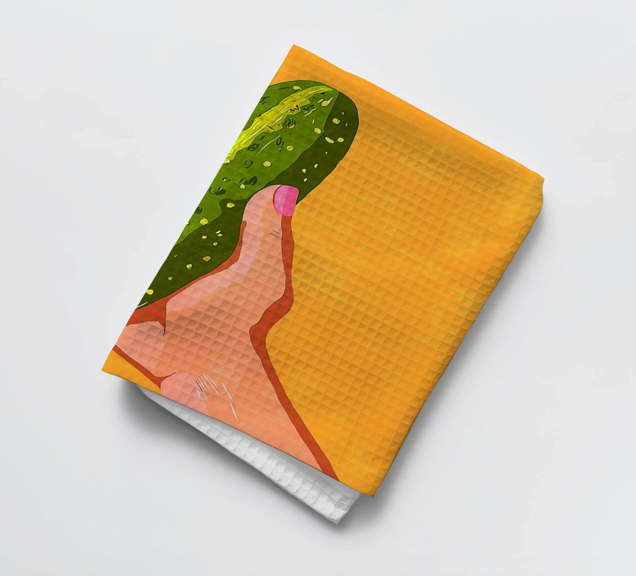 Pink fingernails and cucumber tea towel by Carinaprint