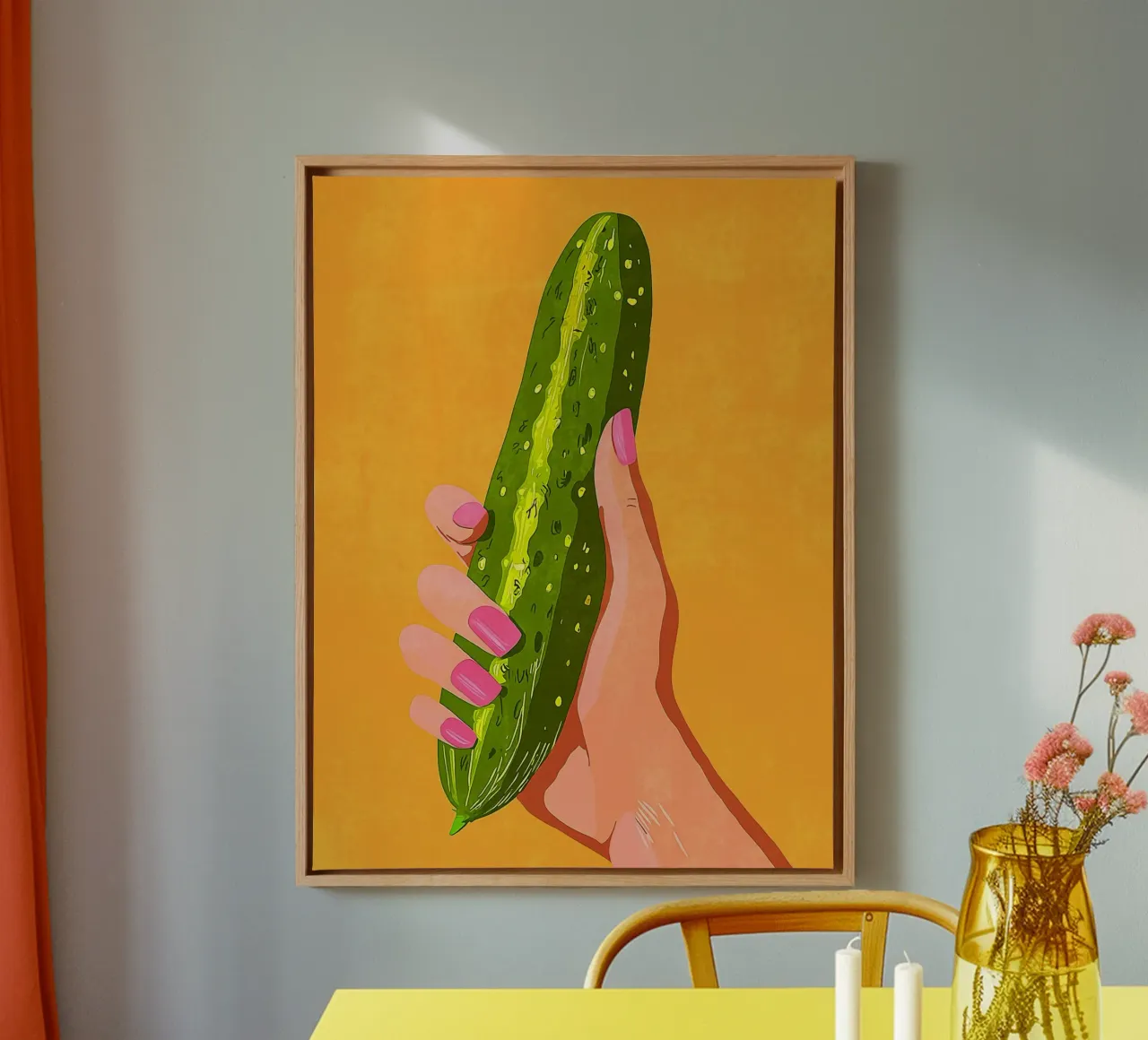 Pinke Fingernägel und Gurke Leinwand von Carinaprint