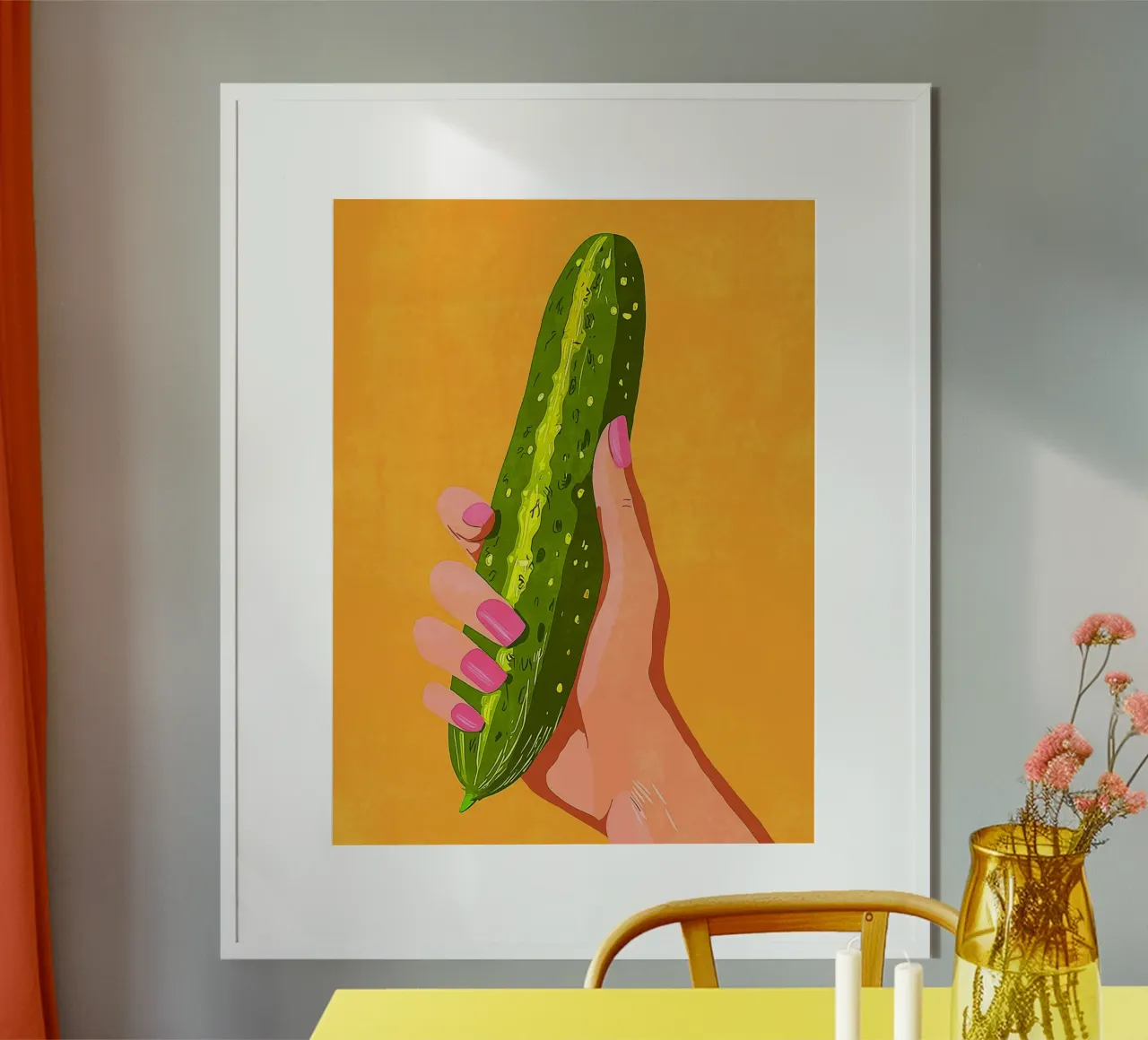 Pink fingernails and cucumber hahnemühle by Carinaprint