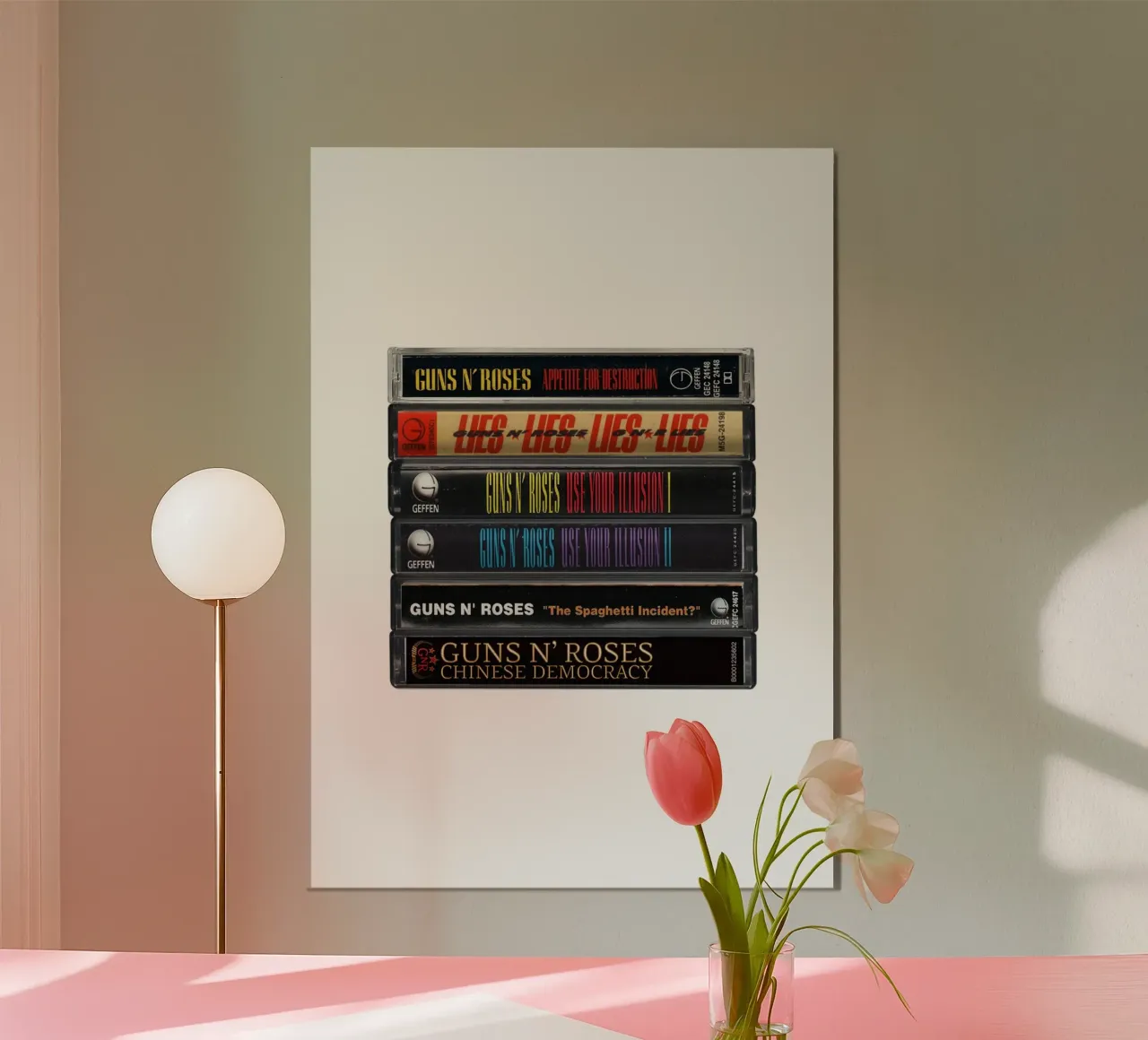 Guns N Roses - Album raccolti - Stampa su cassetta poster con telaio in alluminio da MrMustardPrints