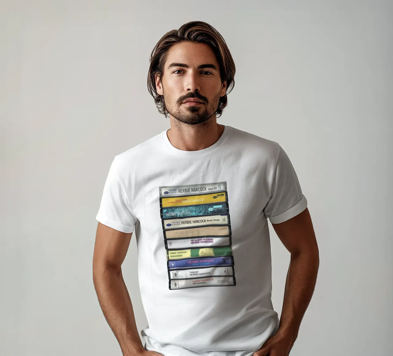 Herbie Hancock - Album raccolti - Stampa cassetta d'epoca t-shirt da MrMustardPrints