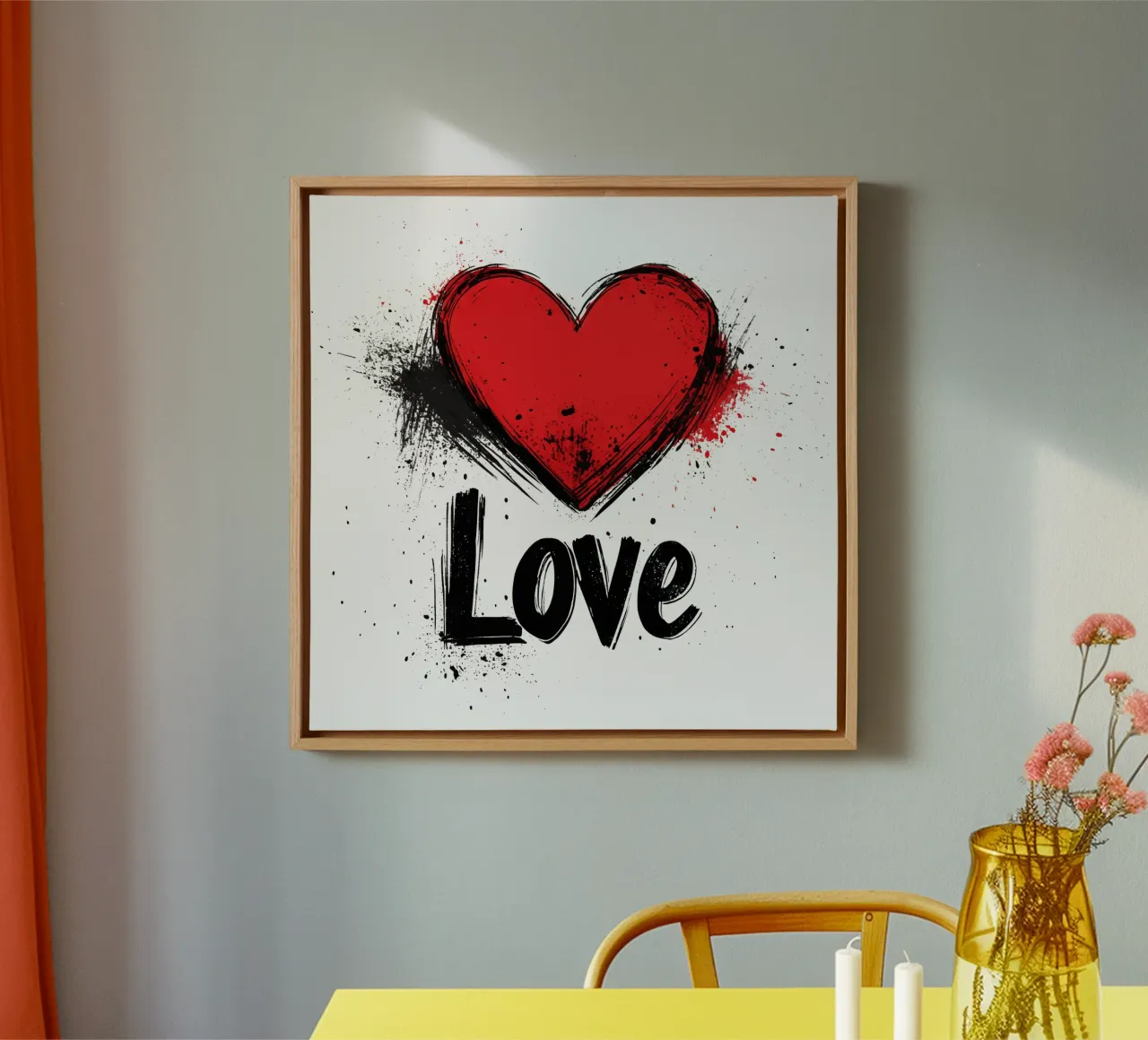 Dynamisch rood liefdeshart canvas met Baklijst van Autofocus